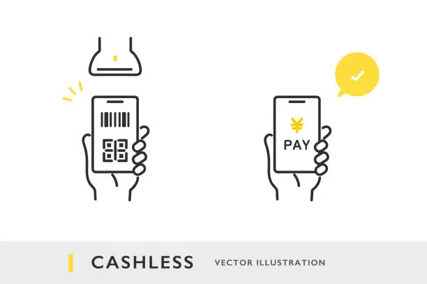 Vector illustration of cashless shopping