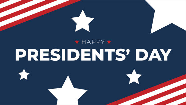 Happy Presidents' Day Text with Patriotic Stars and Stripes Background Happy Presidents' Day Text with Patriotic Stars and Stripes Background, Presidents Day Vector Graphic Illustration with United States Background presidents day logo stock illustrations