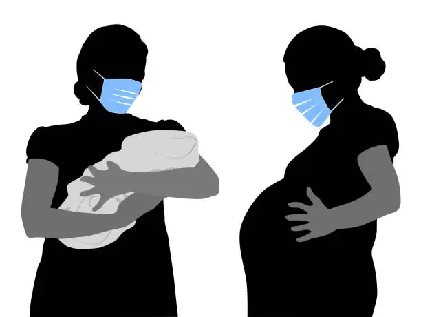 Vector illustration of Pregnancy And Newborn Pandemic Covid