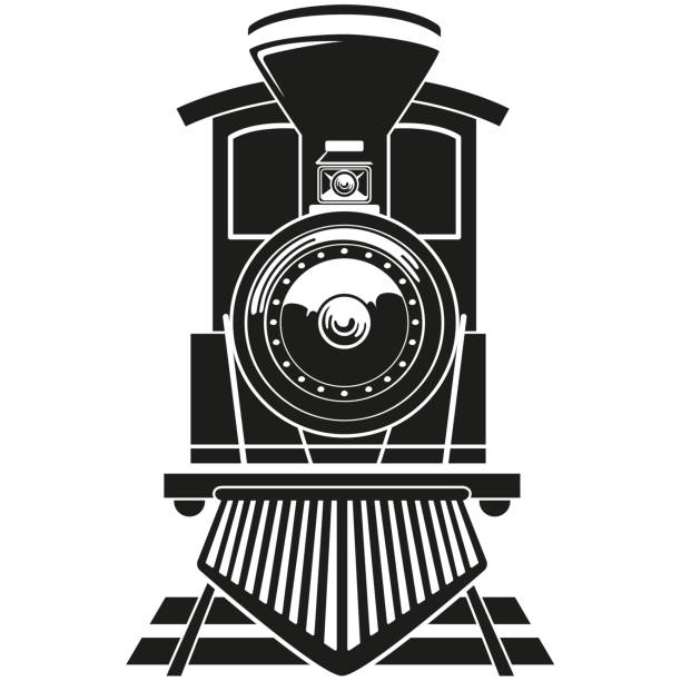 ilustraciones, imágenes clip art, dibujos animados e iconos de stock de tren de vapor del vehículo de transporte de ilustración en los rieles. ideal para materiales educativos e institucionales - locomotora