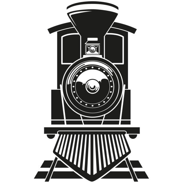 Illustration transport vehicle steam train on rails. Ideal for educational and institutional materials Illustration transport vehicle steam train on rails. Ideal for educational and institutional materials steam train stock illustrations