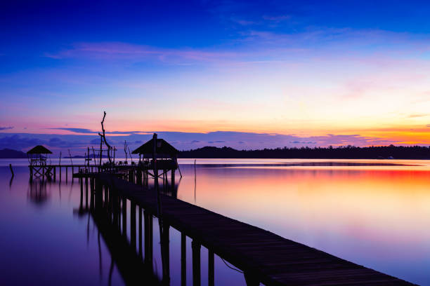 istock Wooden bridge at dusk 1294740530