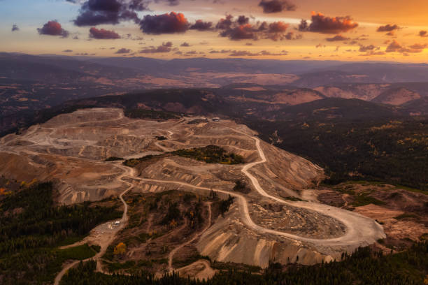 istock Aerial view from Airplane of a Mining Facility 1294741756