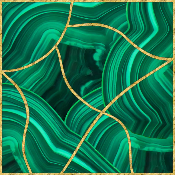 istock modern mosaic, inlay, llustration in stained glass style, abstract art deco background, geometric pattern, textures of malachite and gold, artificial structure of malachite, creative tile surface 1294743777
