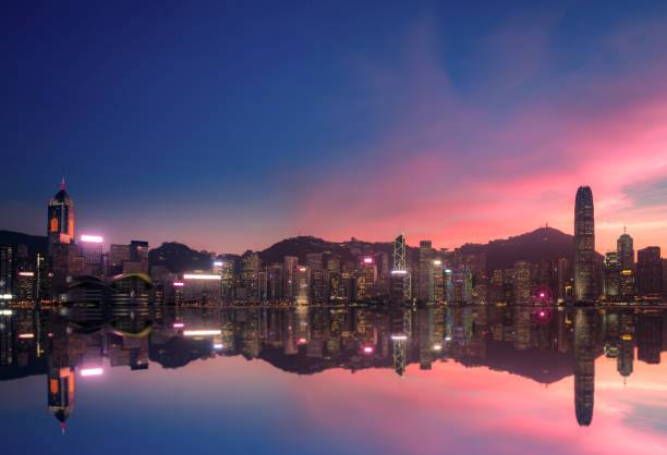 istock Hong Kong Skyscrapers in sunset 1294749911