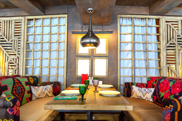 Interior of luxury restaurant in oriental style