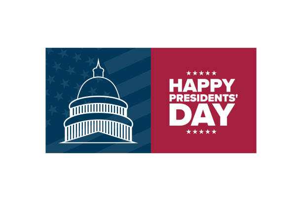 Happy Presidents' Day. The third Monday in February. Holiday concept. Template for background, banner, card, poster with text inscription. Vector EPS10 illustration. Happy Presidents' Day. The third Monday in February. Holiday concept. Template for background, banner, card, poster with text inscription. Vector EPS10 illustration presidents day stock illustrations