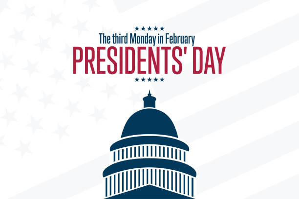 Happy Presidents' Day. The third Monday in February. Holiday concept. Template for background, banner, card, poster with text inscription. Vector EPS10 illustration. Happy Presidents' Day. The third Monday in February. Holiday concept. Template for background, banner, card, poster with text inscription. Vector EPS10 illustration presidents day logo stock illustrations