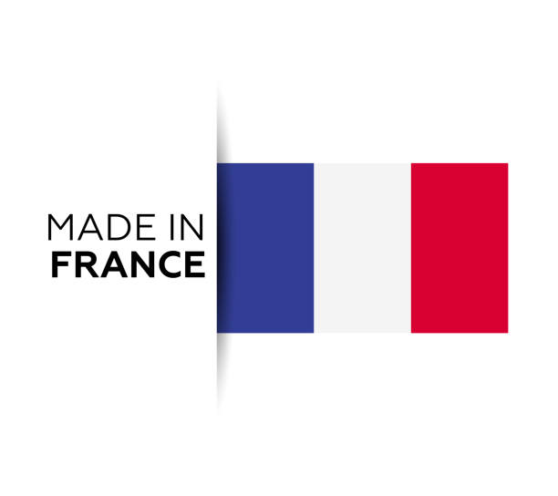 Made in the France label, product emblem. White isolated background France, Flag, French Flag, Seal - Stamp, Sign tricolor stock illustrations