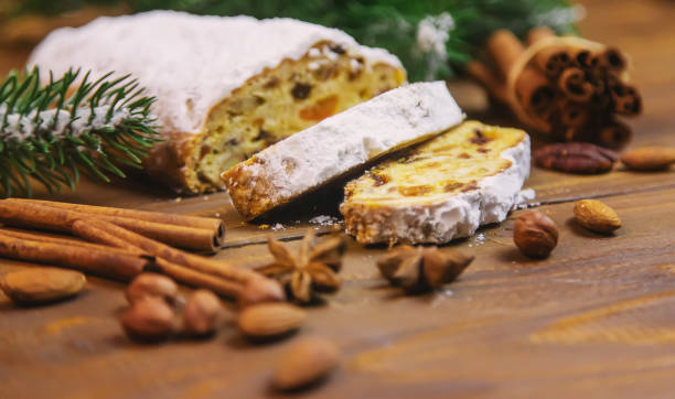 istock christmas stollen on wooden background. selective focus. 1294788970