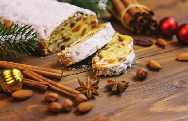 istock christmas stollen on wooden background. selective focus. 1294788986