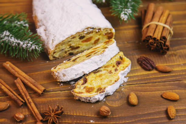 istock christmas stollen on wooden background. selective focus. 1294789017