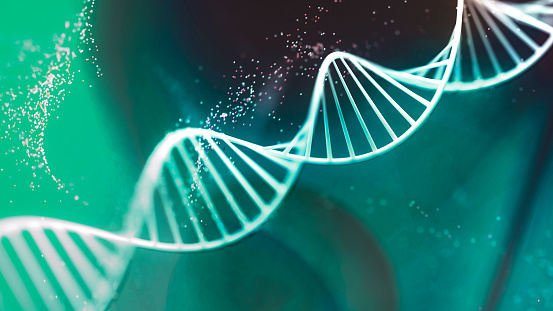 3d render image of a human DNA.  DNA structure image. Biotechnology / Medicine / Biology concept.