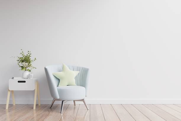 istock The interior has a armchair on empty white wall background. 1294795460