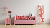 Mock up wall valentine room modern interior have sofa and home decor for valentine's day.