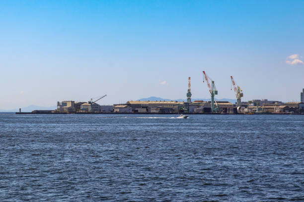 istock Blue sea viewed from the boat at Kobe Port 1294798704