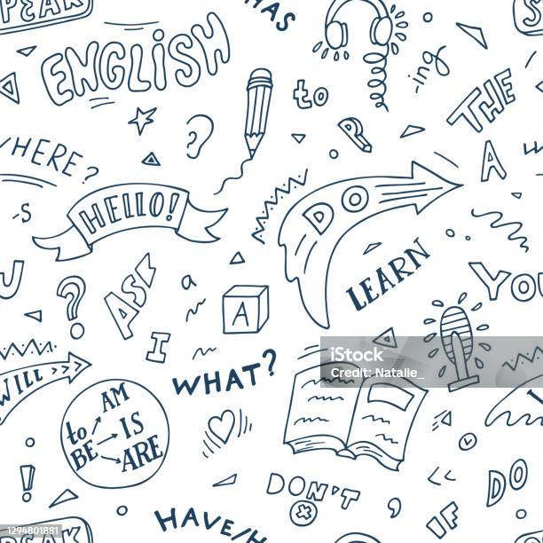 Language Pattern Background English Language Seamless Pattern Stock Illustration - Download Image ...