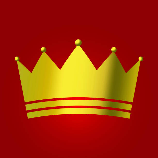 istock Classic abstract icon with golden crown on red background. Graphic design element. Stock image. EPS 10. 1294804467