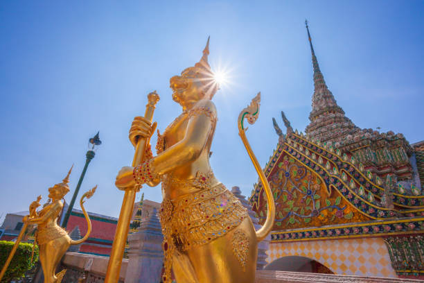 태국 왓 프라 카우 그랜드 팰리스 방콕의 악마 수호자 - bangkok thailand demon majestic 뉴스 사진 이미지