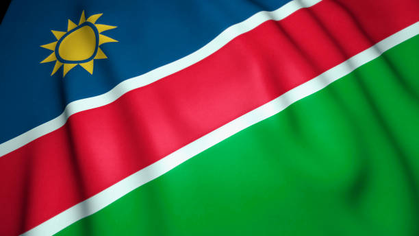 istock Waving realistic Namibia flag background, 3d illustration 1294806983