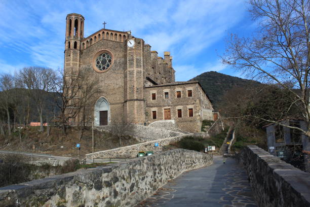 Sant Joan les Fonts, Spain – December 31, 2020: Sant Joan les Fonts New Church, built in 19th Century in Eclectic style