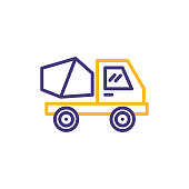 istock Concrete mixer truck line icon. Editable Stoke 1294811707