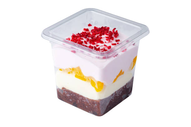 istock Mousse dessert in takeaway plastic cup isolated on white 1294812710