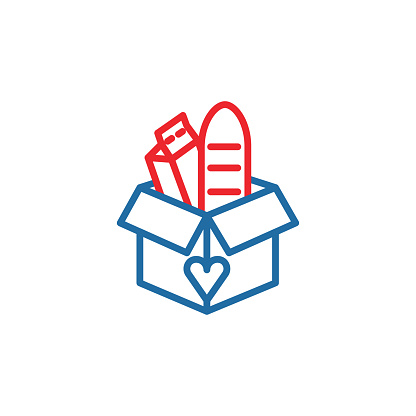 Food donation line icon. Editable Stroke