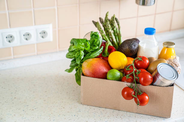 istock Food delivery concept - groceries in box 1294817689