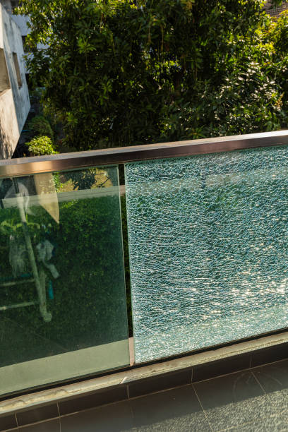 istock Broken tempered glass at porch 1294823818