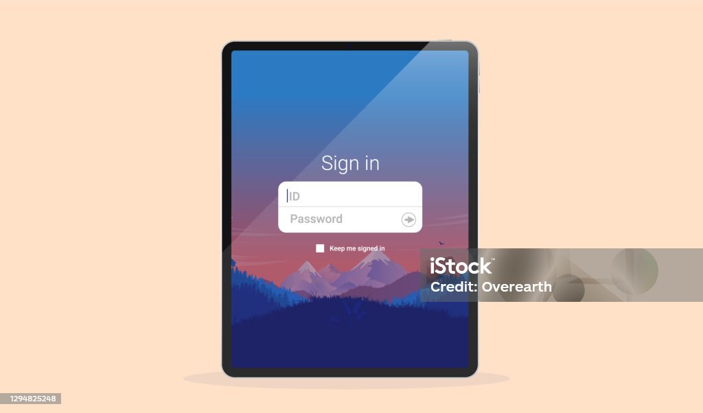 Sign In Tablet Tablet Sign In Screen Vector Illustration Stock Illustration - Download ...