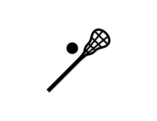 lacrosse stick und ball vektor-symbol. isoliertes lacrosse sport flaches symbol - lacrosse stock-grafiken, -clipart, -cartoons und -symbole