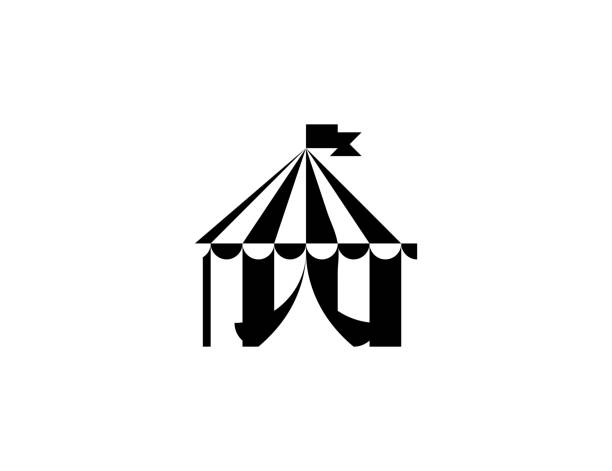 서커스 텐트 벡터 아이콘입니다. 고립 된 카니발 텐트 플랫 기호 - circus tent 이미지 stock illustrations