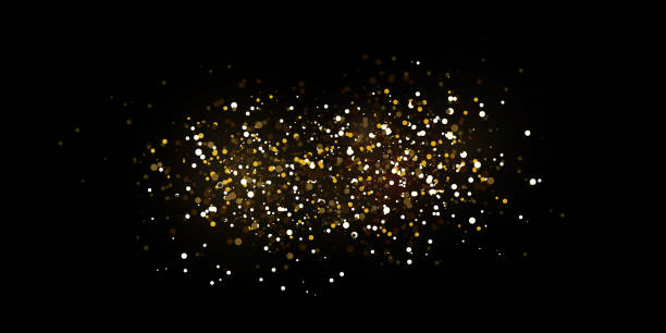 istock Christmas falling golden lights. Magic abstract gold dust and glare 1294828156