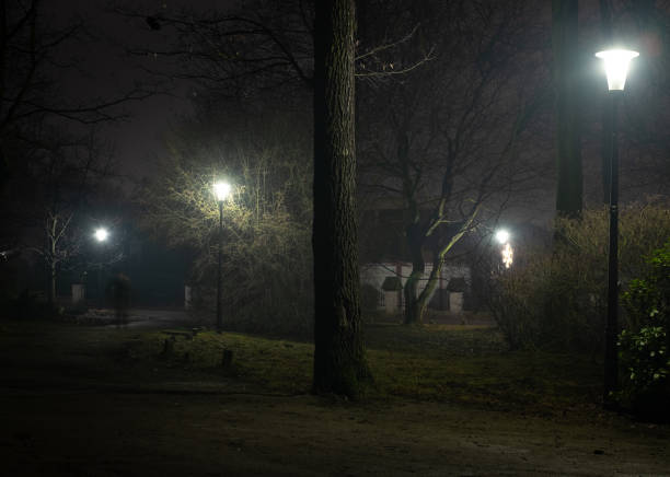 istock Ghostly place lit by lanterns in the dead of night 1294833557