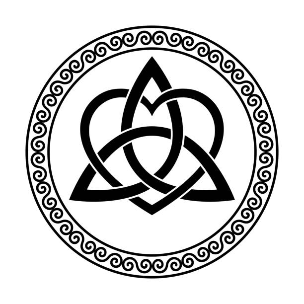 illustrations, cliparts, dessins animés et icônes de triquetra avec un symbole de coeur, noeud celtique dans le cadre en spirale - celtic knotwork