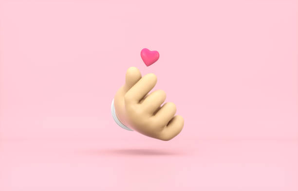 istock Abstract 3d Cartoon hand with mini heart icon. Valentine's day concept. 1294837720