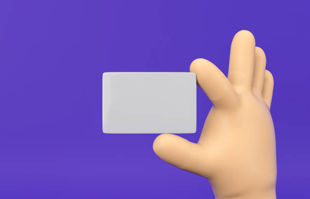 istock 3d Cartoon hand holding blank card mockup on isolated background. 1294837768