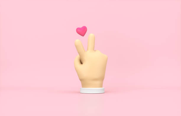 istock Abstract 3d Cartoon hand with mini heart icon. Valentine's day concept. 1294837774