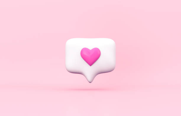 Abstract 3d social media notification love icon. Valentine's day concept.