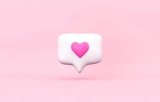 Photo of Abstract 3d social media notification love icon. Valentine's day concept.