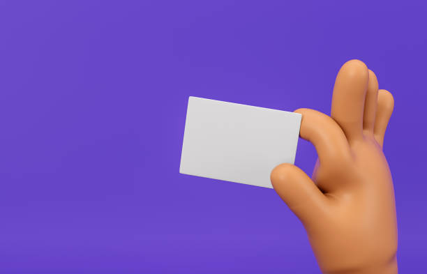 istock 3d Cartoon hand holding blank card mockup on isolated background. 1294837840