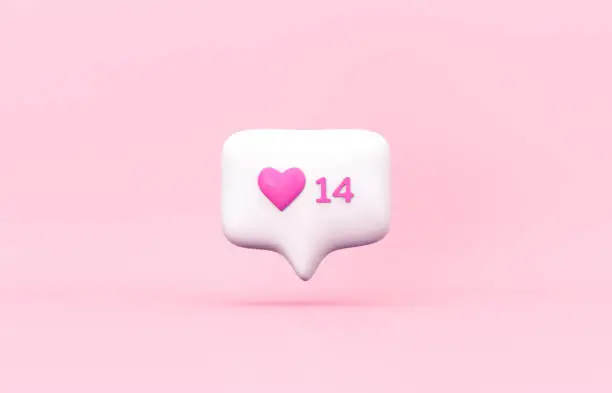 Photo of Abstract 3d social media notification love icon. Valentine's day concept.