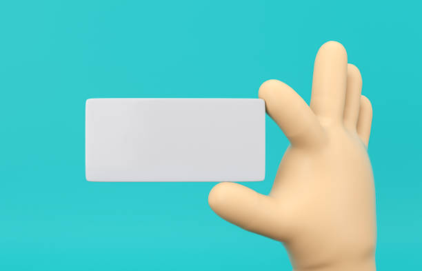 istock 3d Cartoon hand holding blank coupon mockup on isolated background. 1294837876