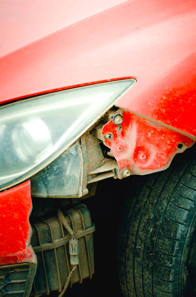 istock Fragment of a broken car. Vertical photography. 1294838747