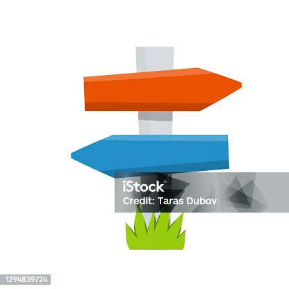 istock Path pointer with blue and red plate. 1294839724