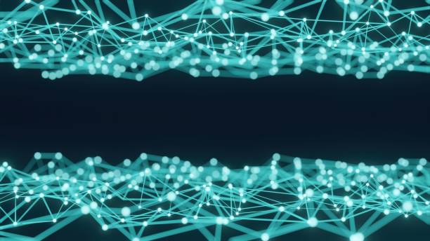 istock 3D rendering a Concept of abstract science in blue tones with many lines and dots. 1294841610
