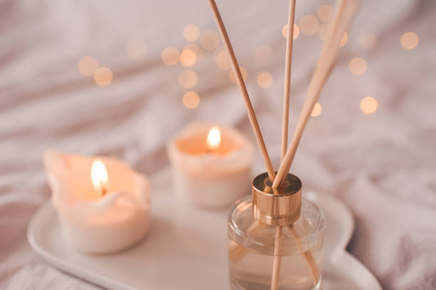 cozy home atmosphere - aromatic oil burner imagens e fotografias de stock