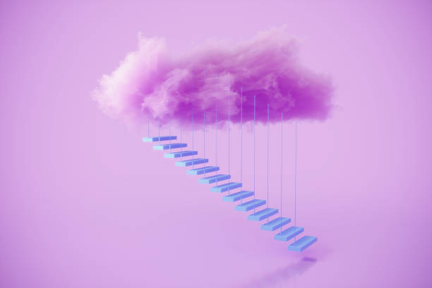 scala del successo - ideas concepts ladder cloud foto e immagini stock