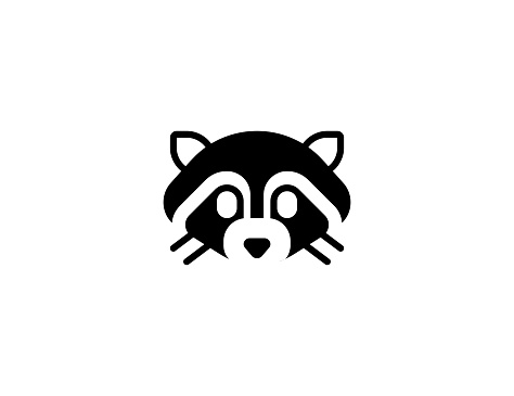 Raccoon vector icon. Isolated raccoon animal head flat symbol